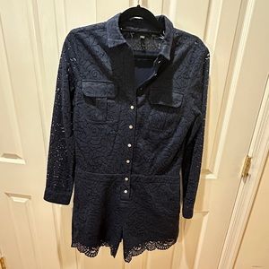 Banana Republic Size 12 Dark Blue embroidered Romper